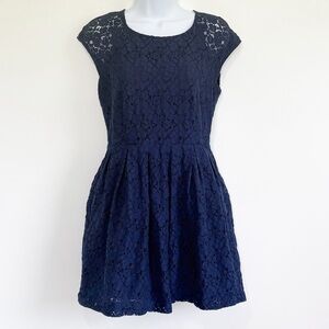 MADEWELL Floral Lace Mini Dress Cotton Navy Blue Size 4